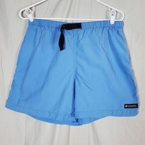Womens M Columbia blue belted nylon hiking shorts